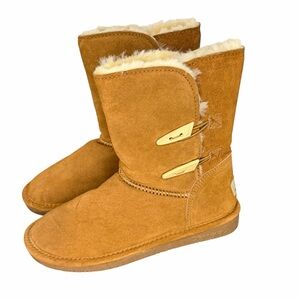 BEARPAW Women's Abigail Suede Sheepskin Wool Toggle Boots - Size 8 NWOT